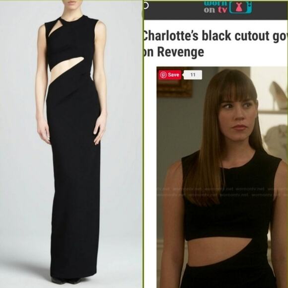 BCBGMAXAZRIA Kimora Crepe Cut Out Black Gown Size 2 - Picture 10 of 10